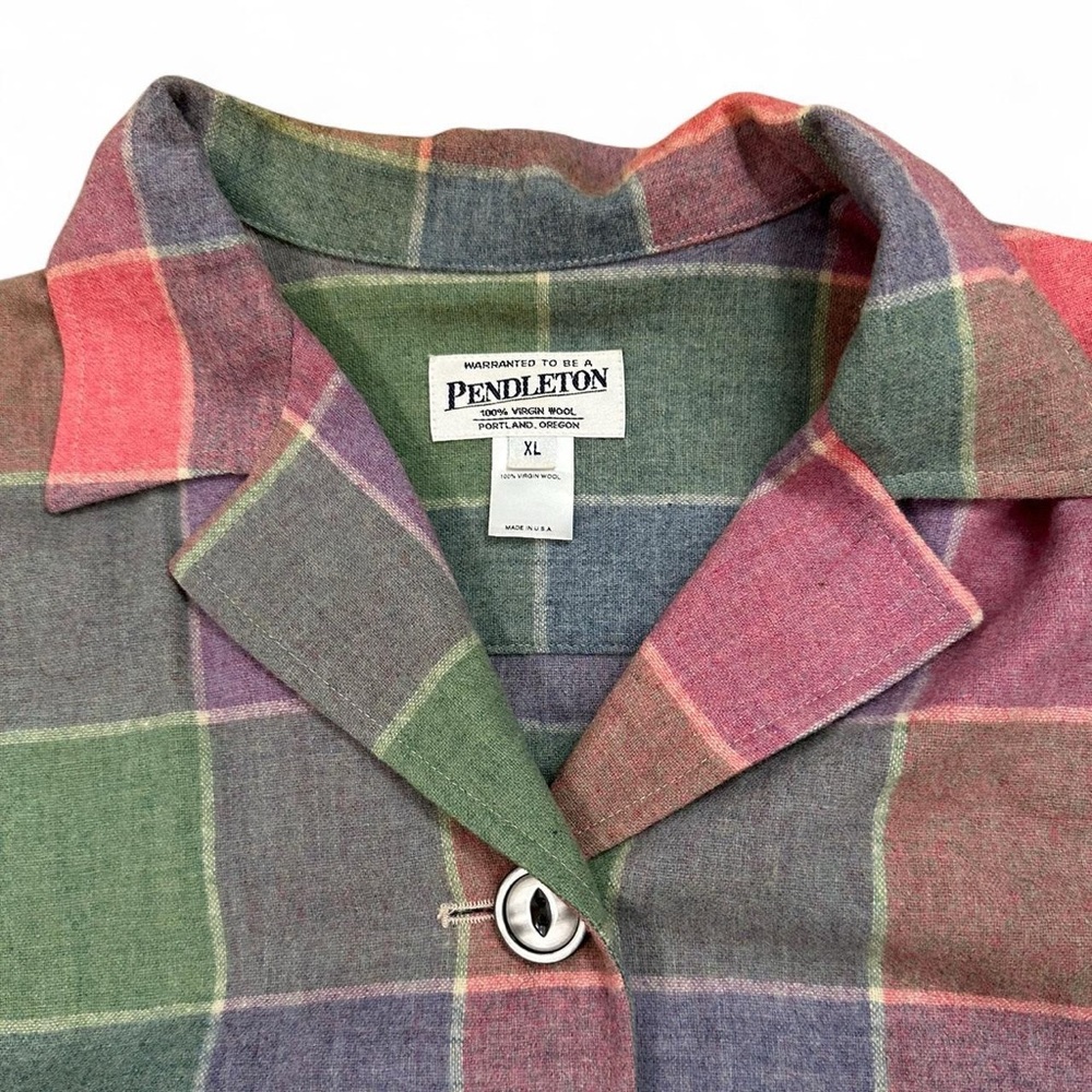 Pendleton Vintage Women’s Button Up Plaid 100% Wool Shirt Jacket Size XL - Picture 2 of 4